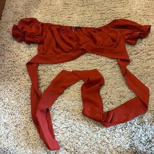 Burnt red size large wrap around top SHEIN